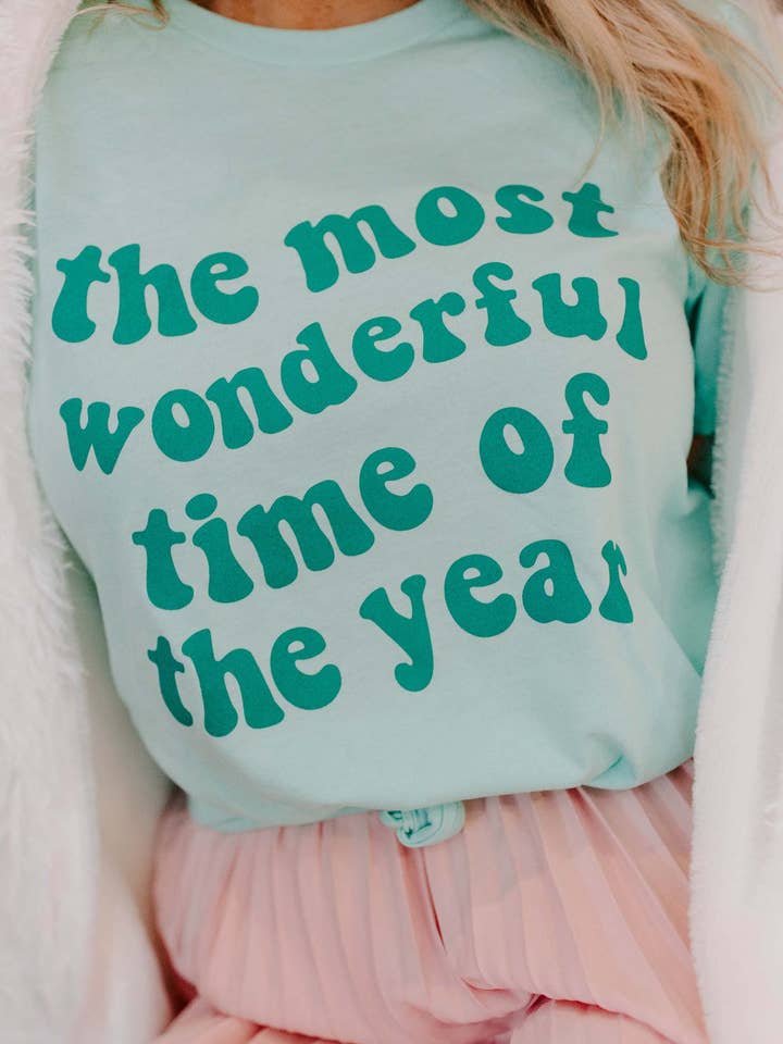 Mugsby - Wholesale Screen Printed T-Shirt - Women's - The Most Wonderful Time of the Year MINT Christmas Shirt
