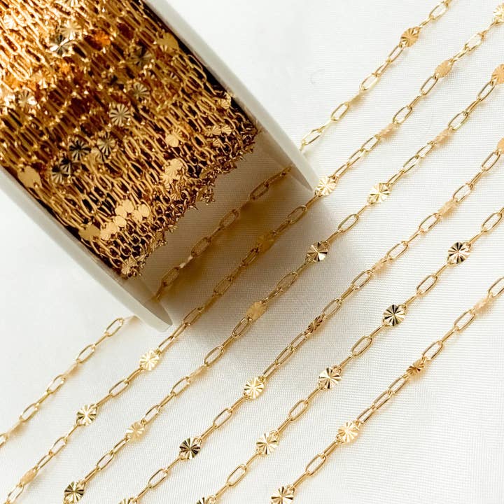 Jewels & Chains - Wholesale Link & Chain Necklace - V227GF. 14k Gold Filled Paperclip & Diamond Cut Marina Link