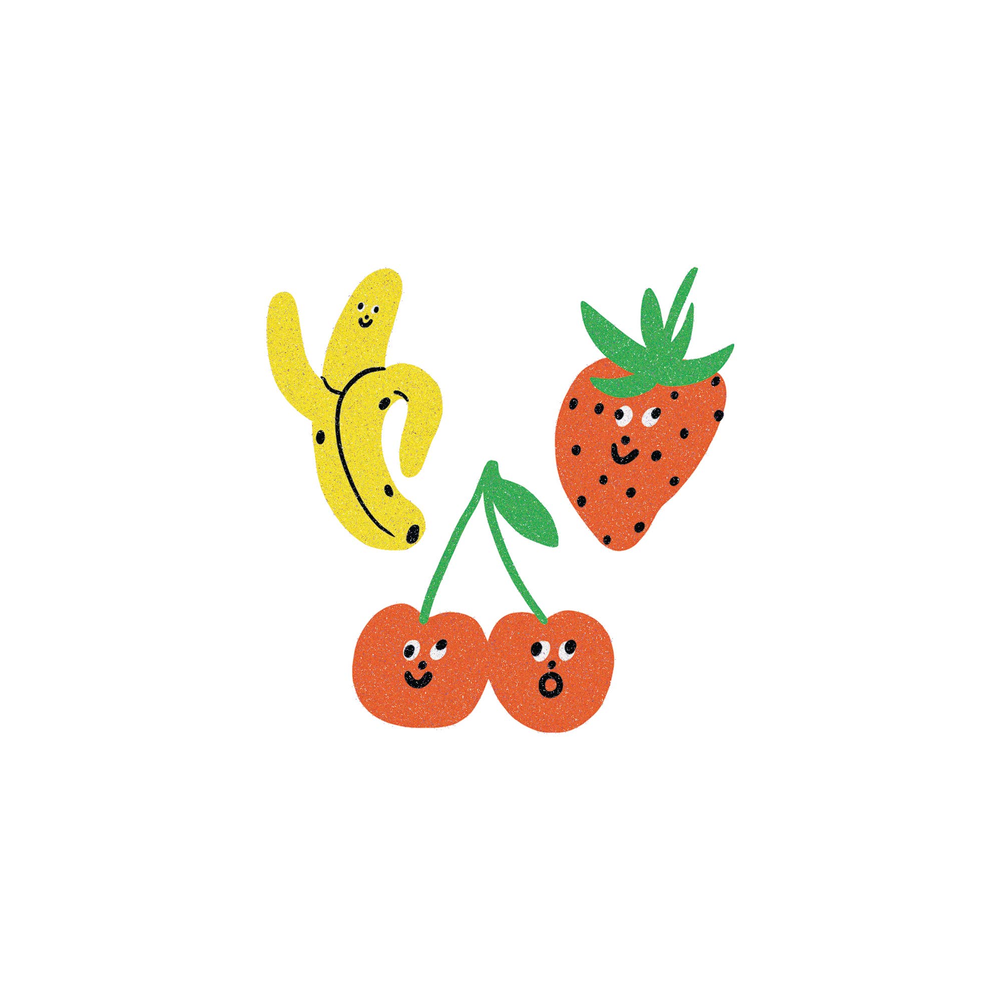 Tattly - Vente Tatouages temporaires - Paire de tatouages visages fruits pailletés *NOUVEAU F25