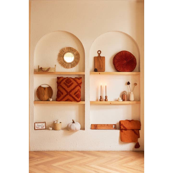 Casa Amarosa - Vente Coussin décoratif - Coussin rond en velours fait main, rouille _ 16 pouces7