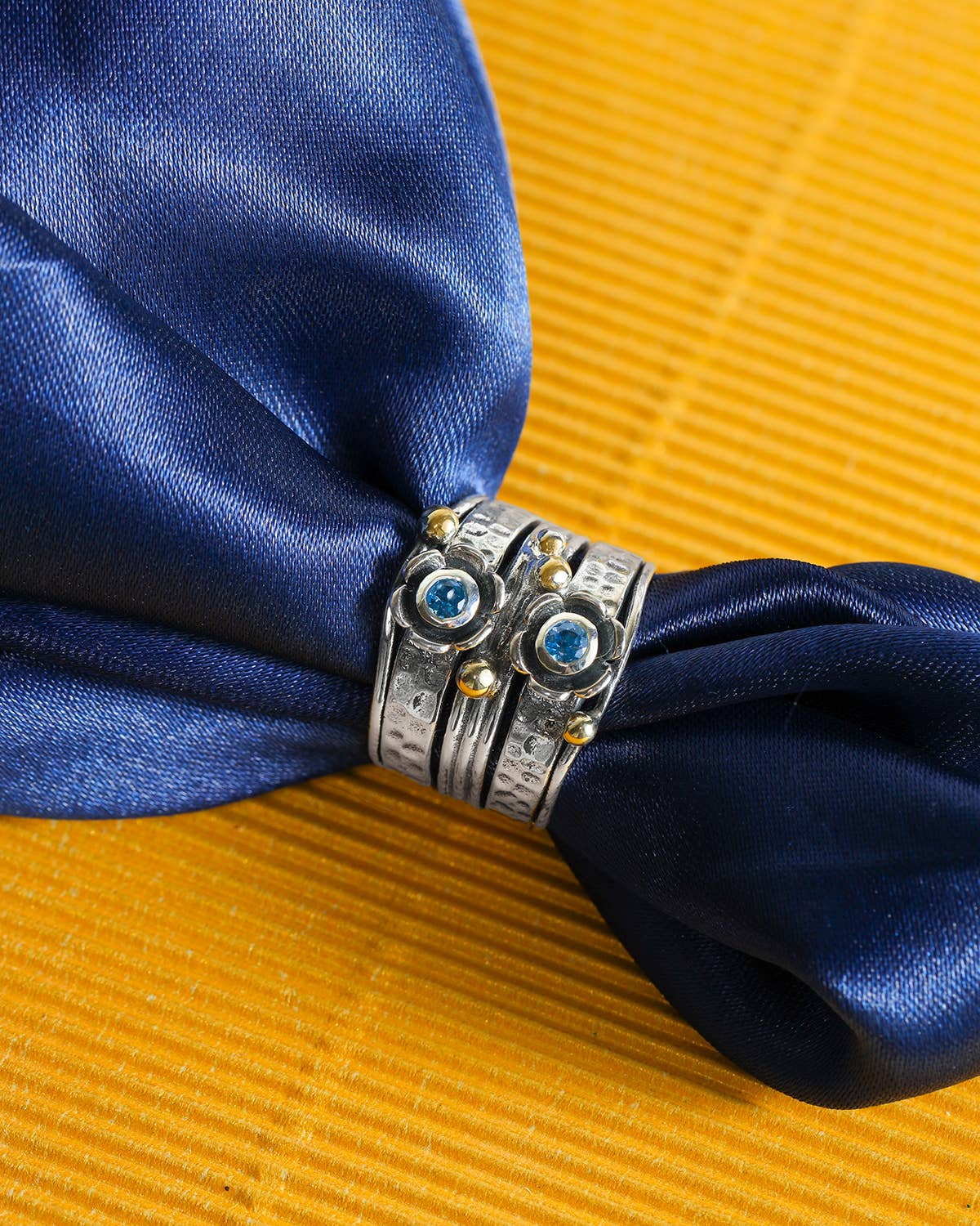 Tiramisu - Wholesale Cocktail/Statement Ring - 925 Silver London Blue Topaz Bloomline Echo Statement Ring1