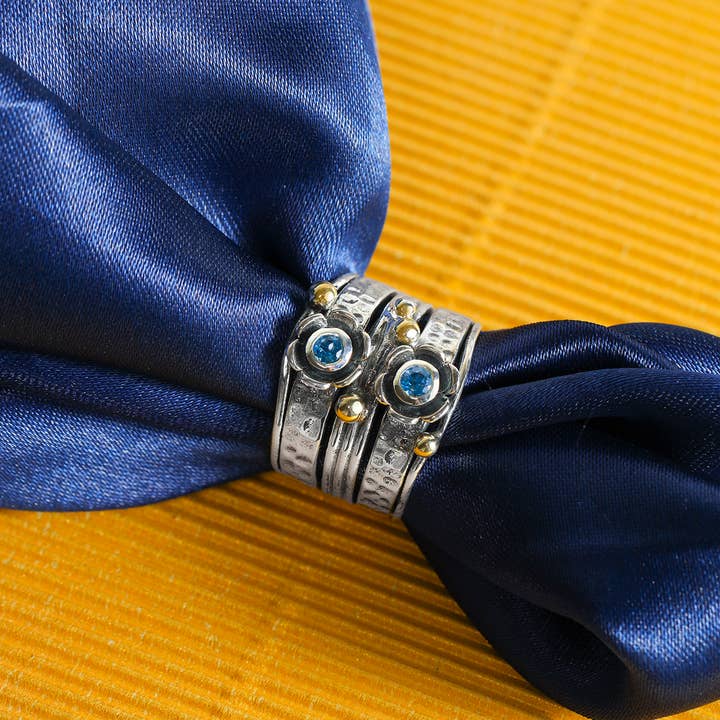 Tiramisu - Wholesale Cocktail/Statement Ring - 925 Silver London Blue Topaz Bloomline Echo Statement Ring1