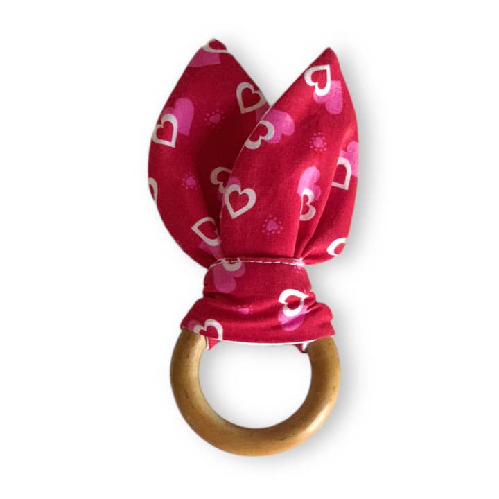 Wooden Teething Ring/Baby Learning Toy/Teething Gift Hearts for wholesale by Jolly Bundles
