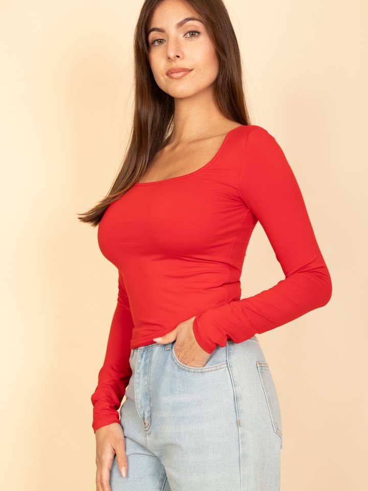 CAPELLA APPAREL - Wholesale Knit Top - Women's - Square Neck Long Sleeve Top12