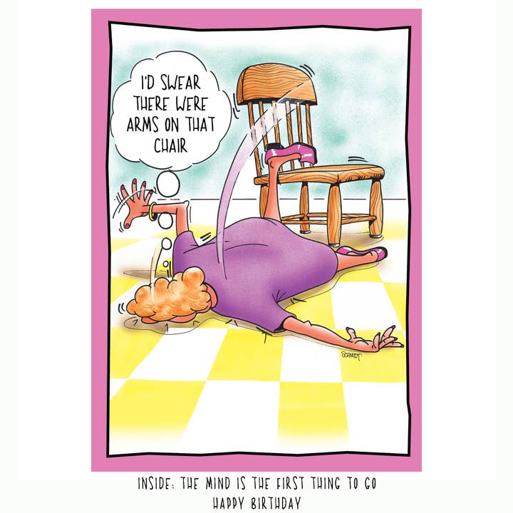 Raspberries - Wholesale Birthday Card - Falling Off Chair | Funny Birthday Card