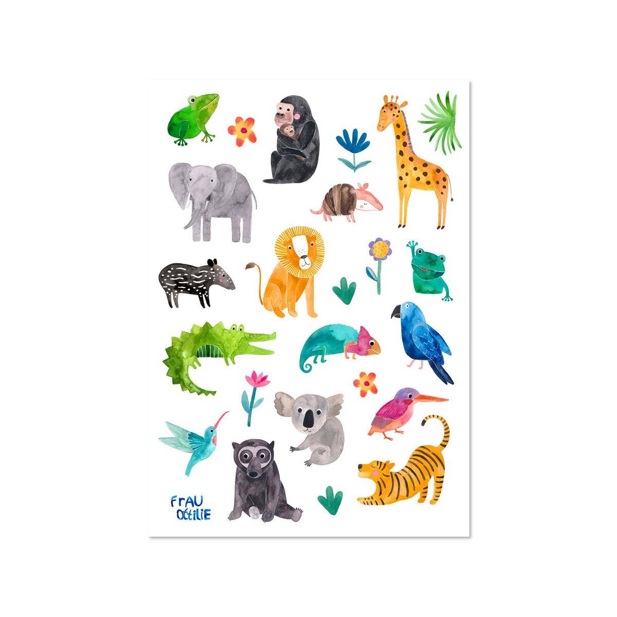 Frau Ottilie - Wholesale Sticker - Kids & Baby - Dishwasher-safe stickers *Wild Animals* (PU=3)1