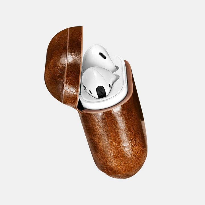 CairPods - Wholesale Airpod/Earbud Case - Men's - Luxury Premium Leather AirPods 1 & 2 Case - Light Brown4