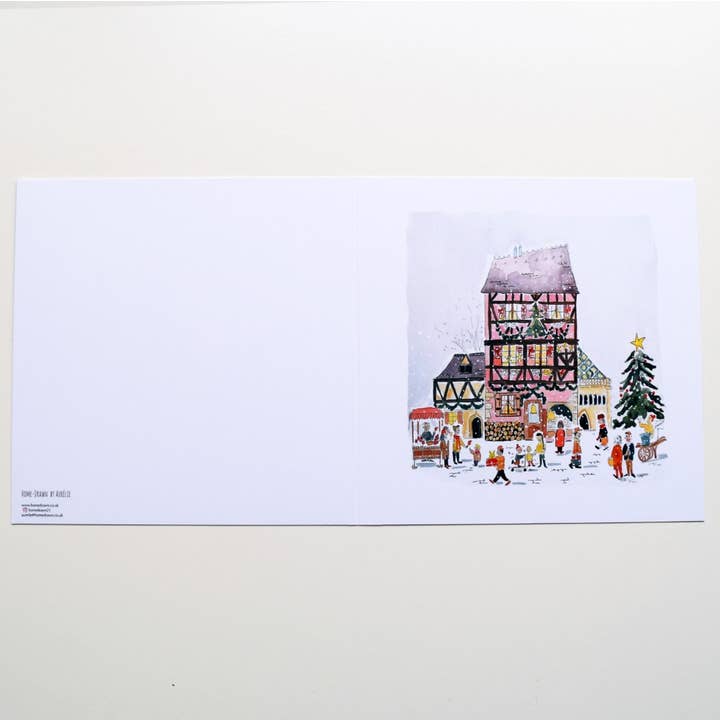 5 Gingerbread House Christmas Cards for wholesale by Home-Drawn illustrations by Aurélie