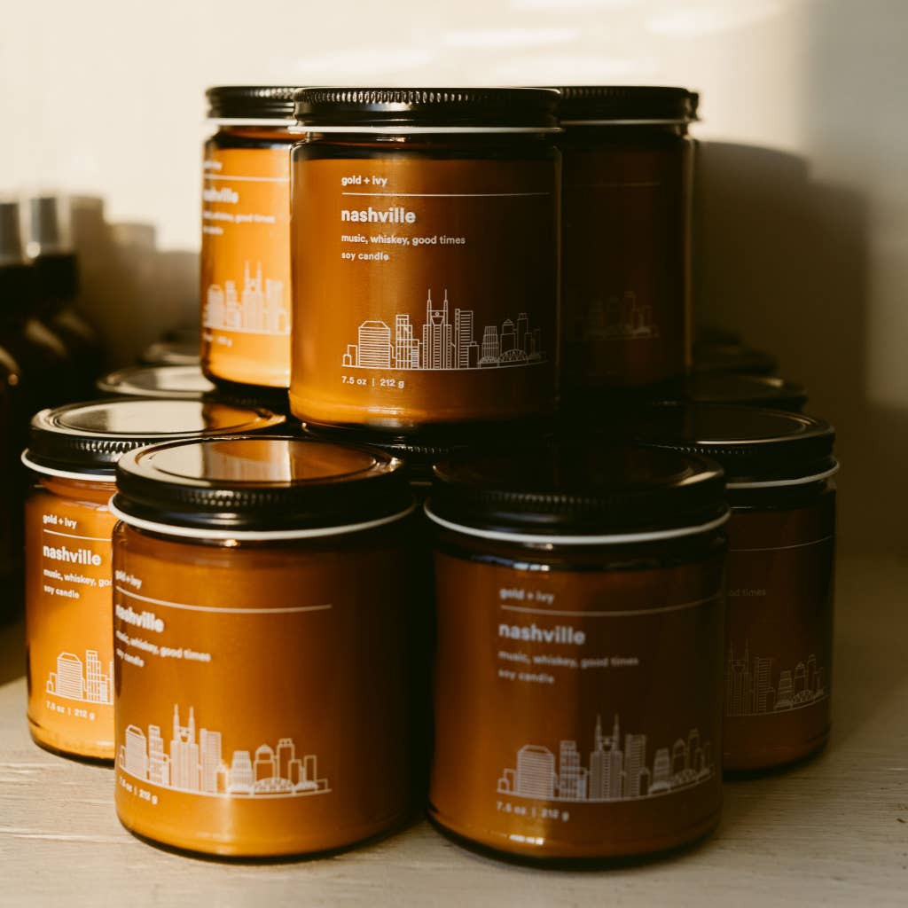 gold + ivy - Vente Bougie en bocal - Bougie de soja Nashville — standard 7,5 oz.1