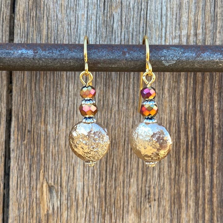 Champagne & Roses Glass Drops Earrings for wholesale by Cool Water Jewelry