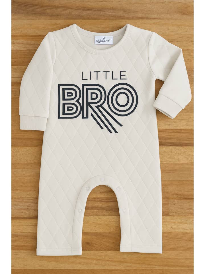 Fennco Styles – wholesale Byxdress - Baby – Vit-Svart Little Bro Bomull Baby Romper0