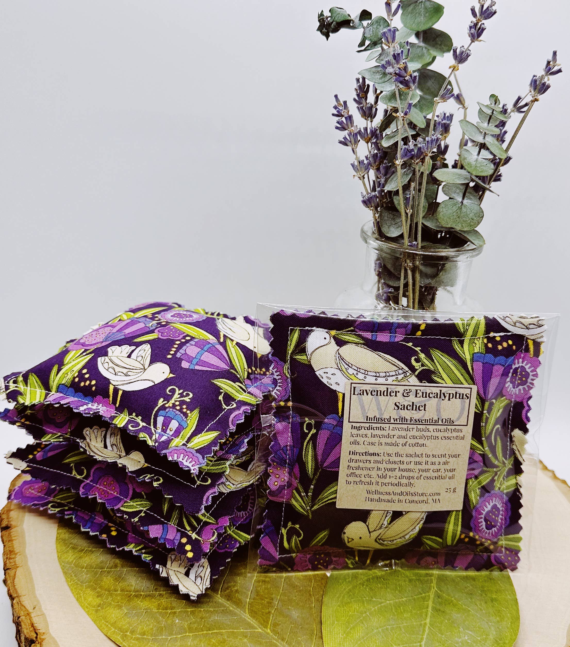 Wellness & Oils - Wholesale Sachet - Lavender Eucalyptus Sachet with Essential Oils- Purple