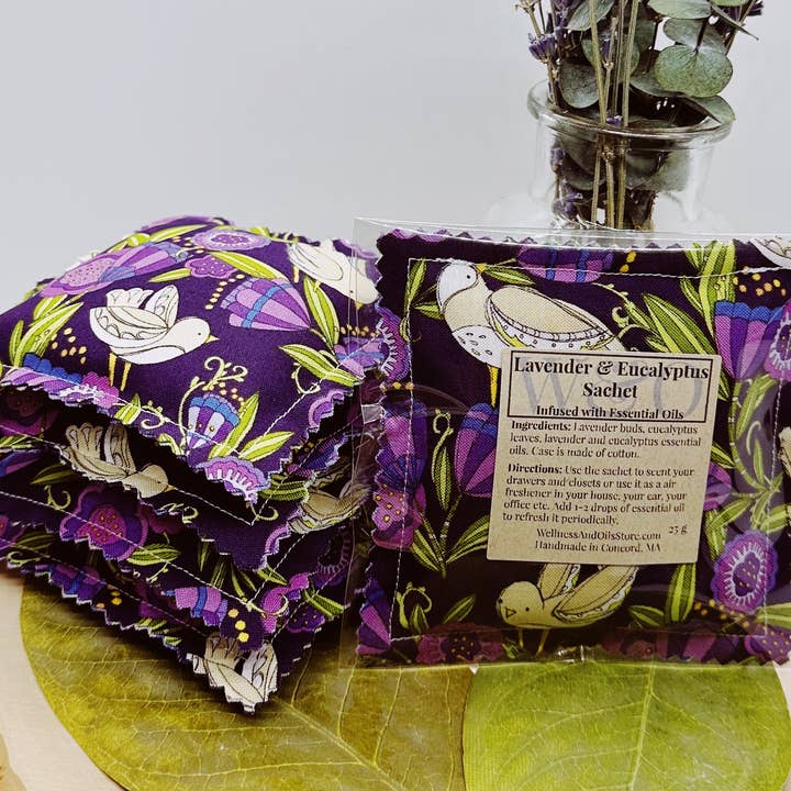 Wellness & Oils - Wholesale Sachet - Lavender Eucalyptus Sachet with Essential Oils- Purple0