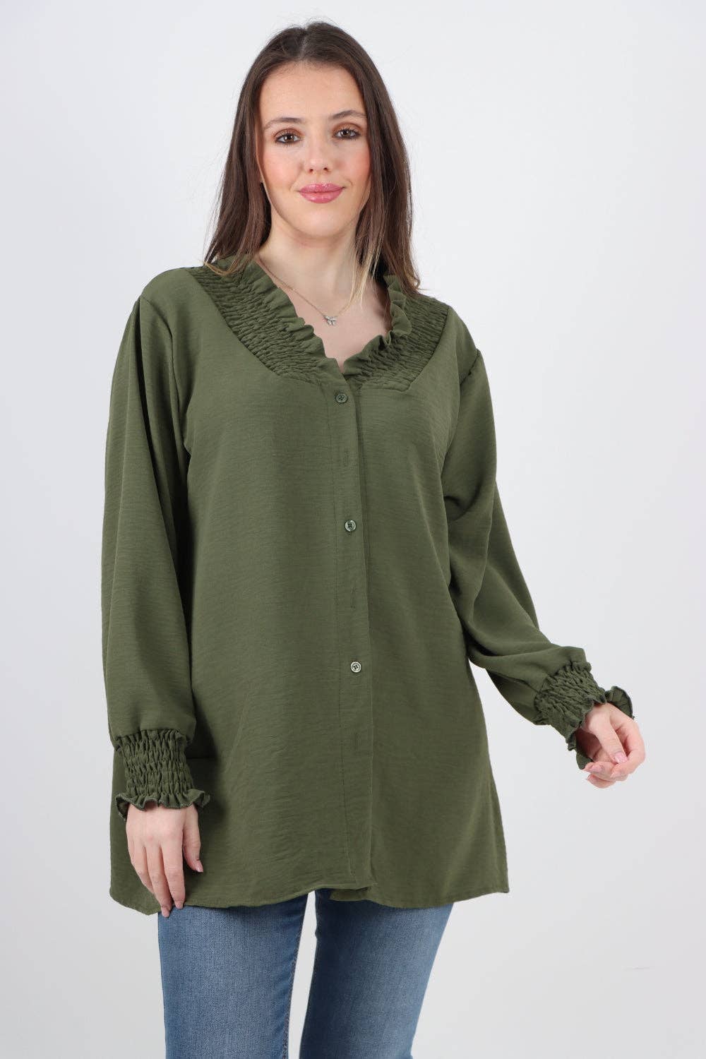 Miss Bold – wholesale Tunic – Women’s – Italian Shirred V Neck Long Sleeve Tunic Top13