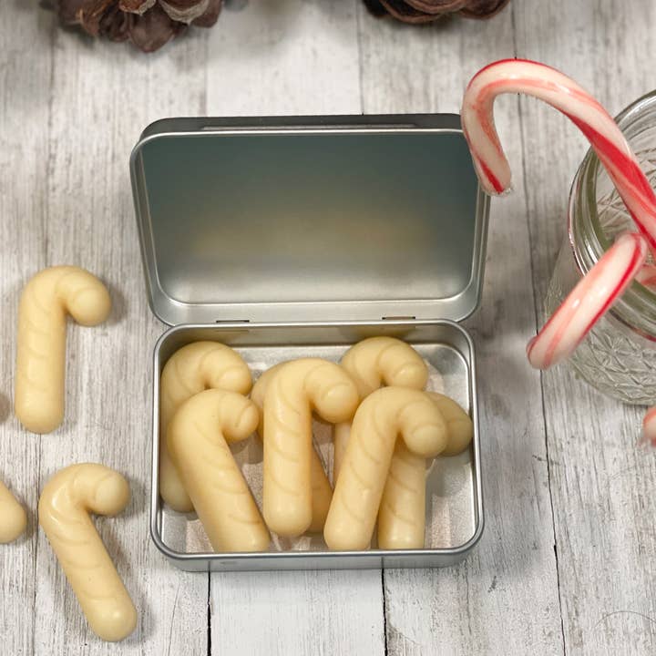 Gaia's Garden Goods - Wholesale Body Balm/Butter - Peppermint Candy Cane Mini Solid Lotion Bars1