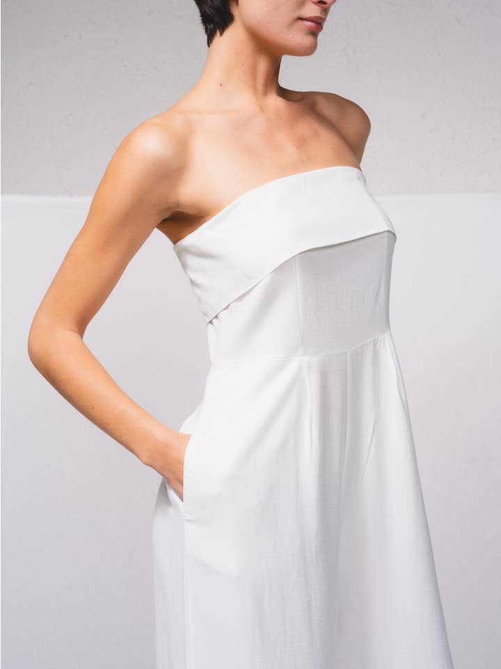 SMF - Wholesale Jumpsuit - Women's - 249629 - Linen blend bandeau jumpsuit4