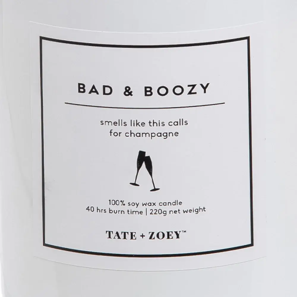 White Bad & Boozy Candle Soy Wax Scented for wholesale on Faire1