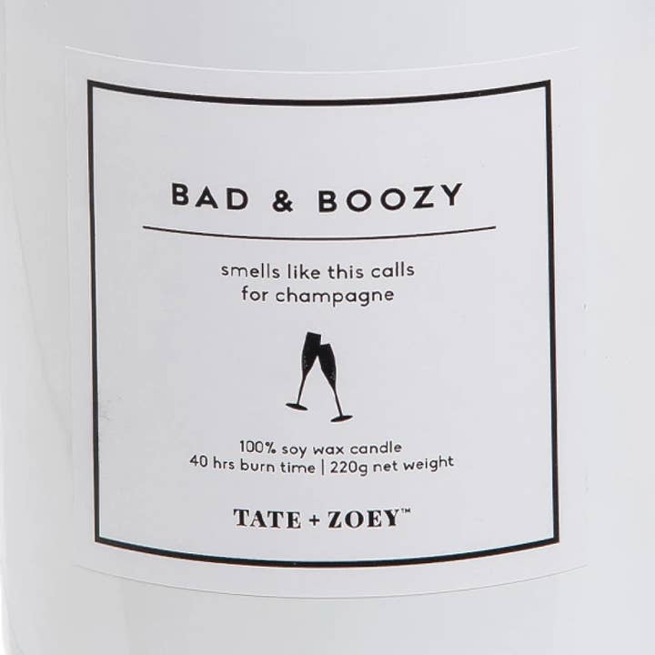 White Bad & Boozy Candle Soy Wax Scented for wholesale on Faire1