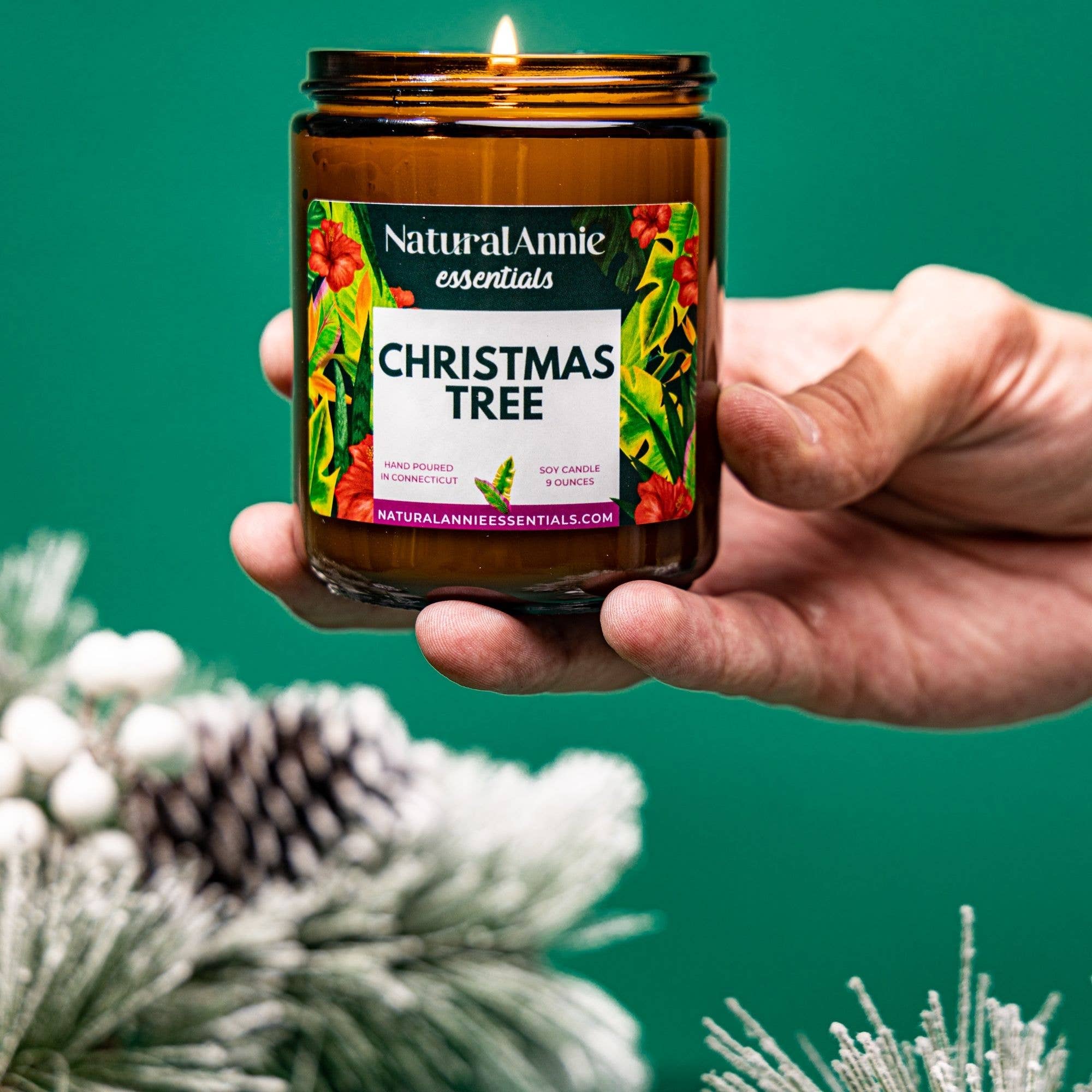 NaturalAnnie Essentials - Wholesale Jar/Filled Candle - Holiday Christmas Tree Soy Candle3