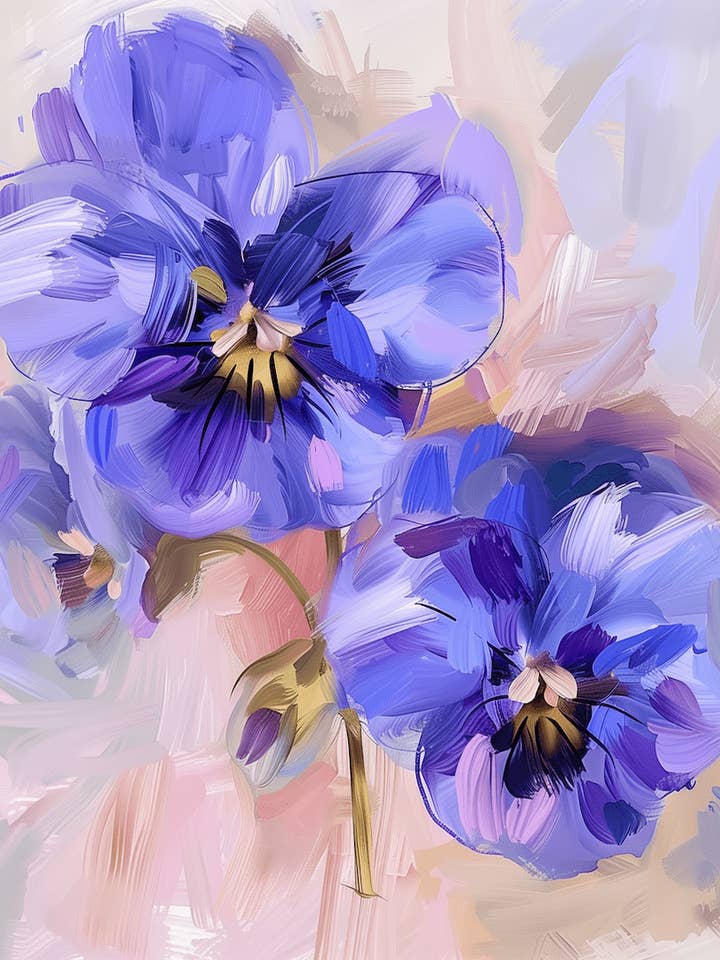 Painterly Violet Flowers 8"x10" Floral Art Print for 11"x14" Frame for wholesale by Mowbi