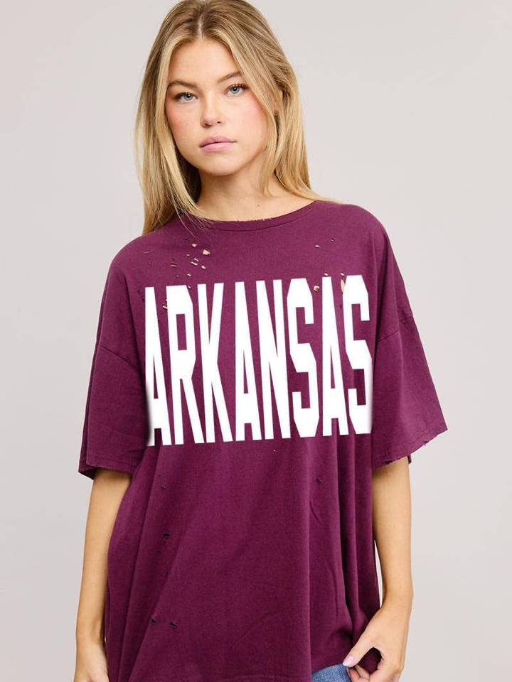 Arkansas Graphic S/S Oversized Seamless Tee for wholesale by Foryeri