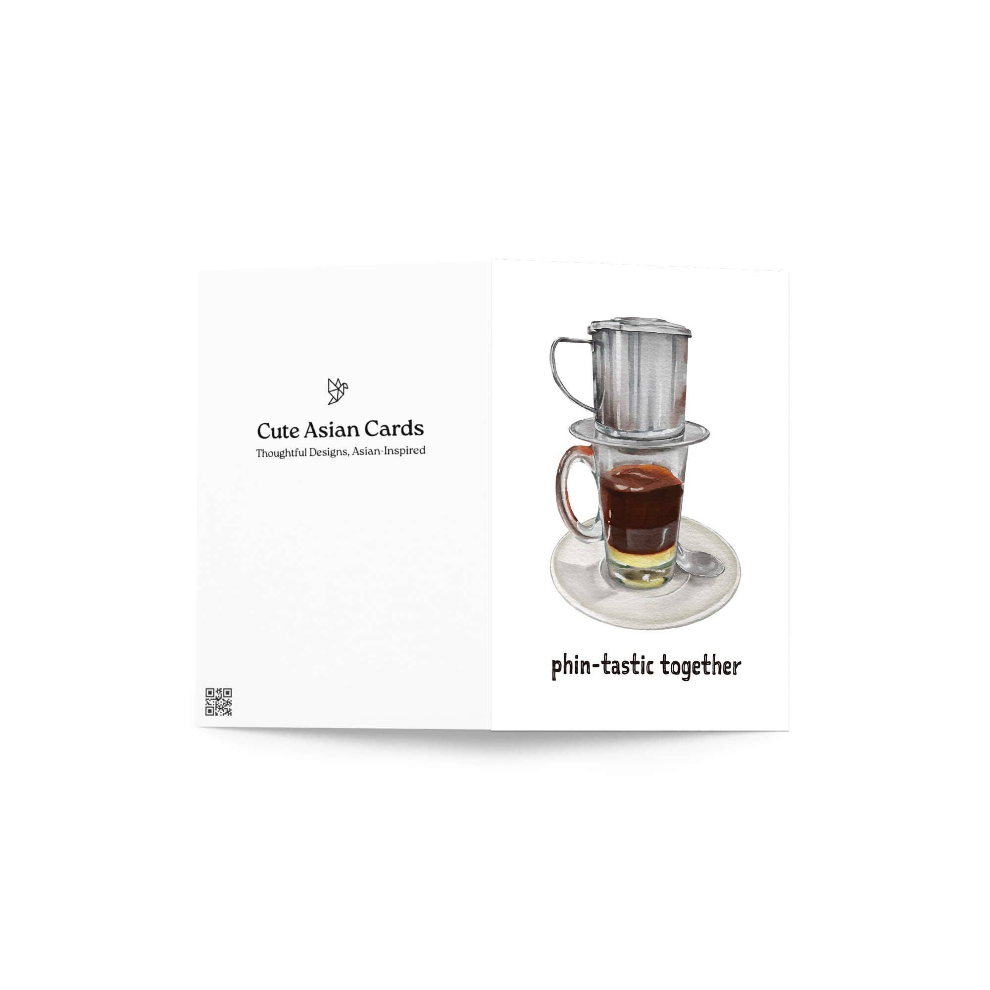 Cute Asian Cards - Wholesale Love Card - Phin-Tastic Match | Vietnamese Coffee Lovers Pun Asian Greeting Card3