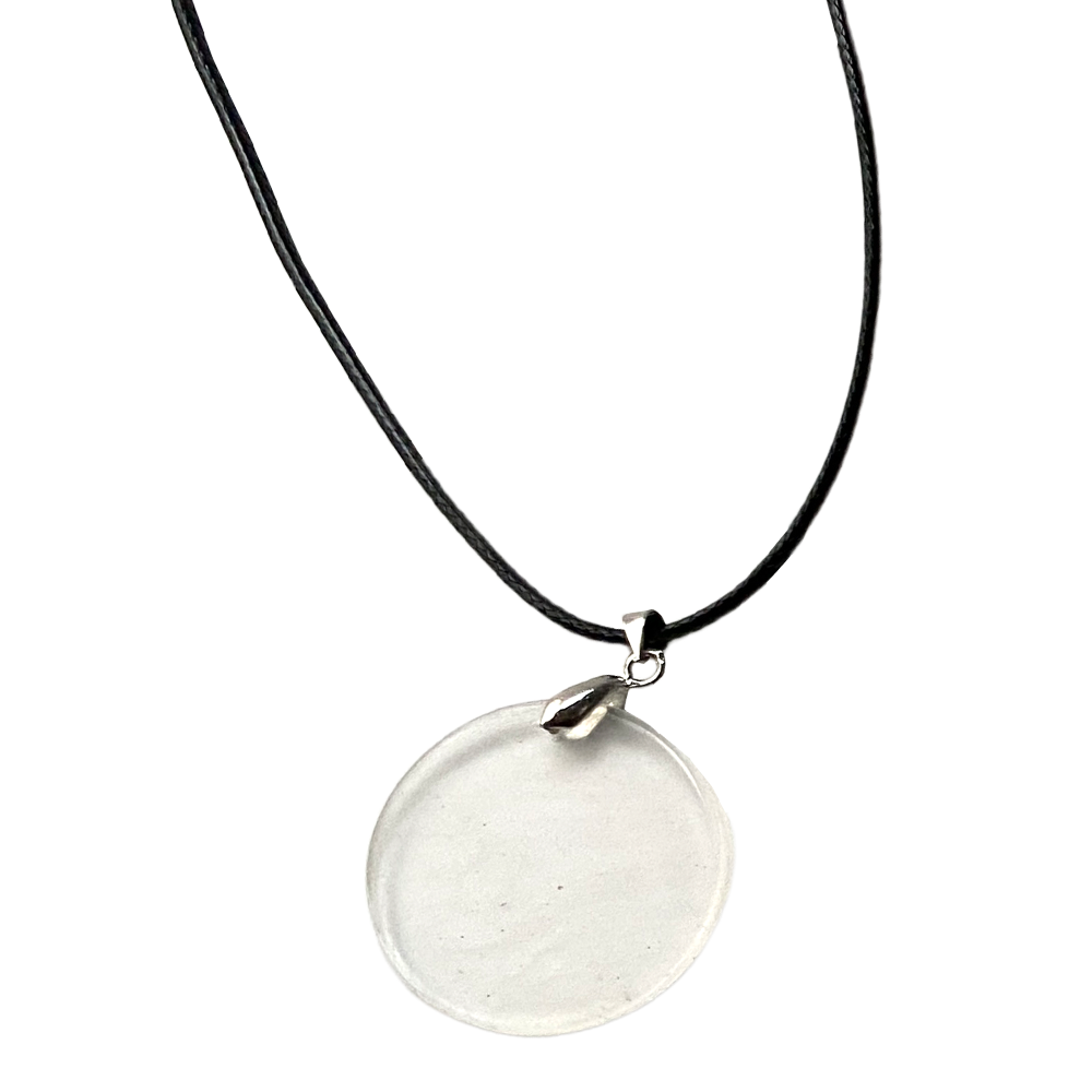 VIE - Vendita all'ingrosso Collana con ciondolo/pendaglio - Ciondolo a moneta di pietra preziosa con cordino nero4