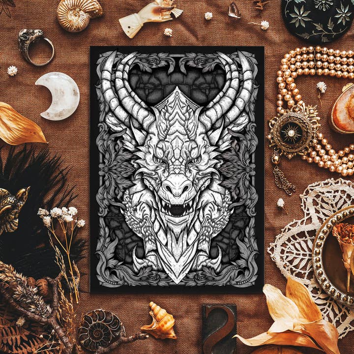 Stone Dragon - Giclée Art Print for wholesale by Print is Dead