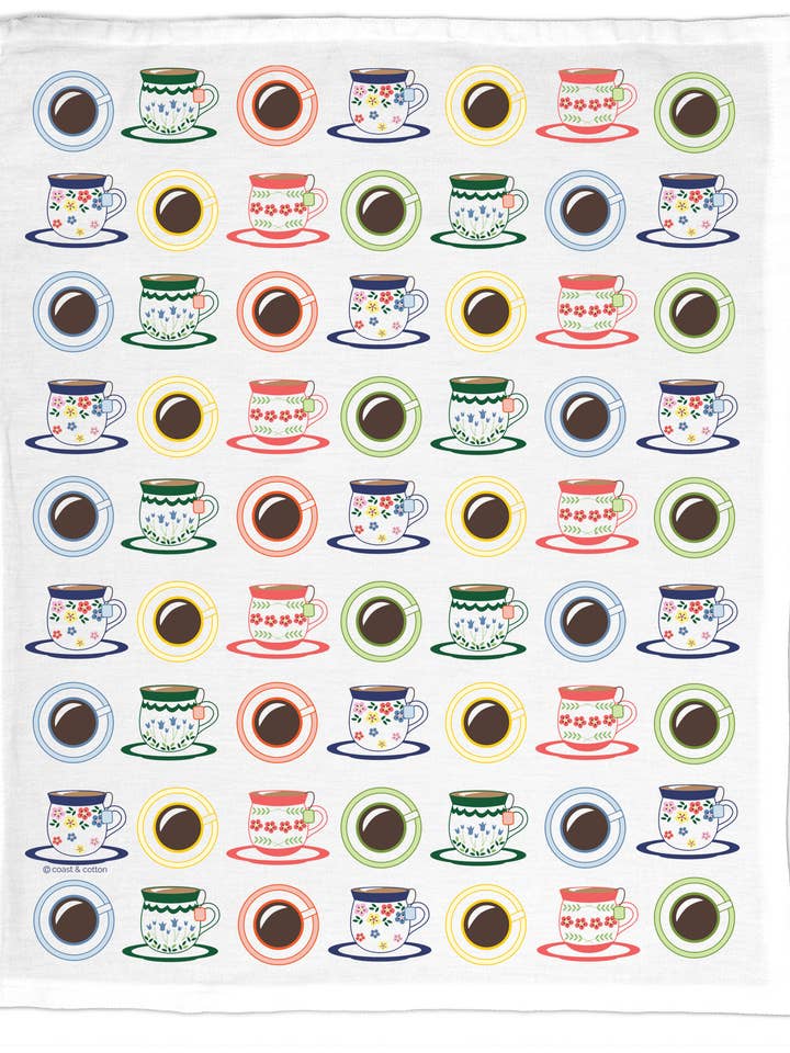 Tea Time, Organic Cotton Tea Towel for wholesale by Coast & Cotton