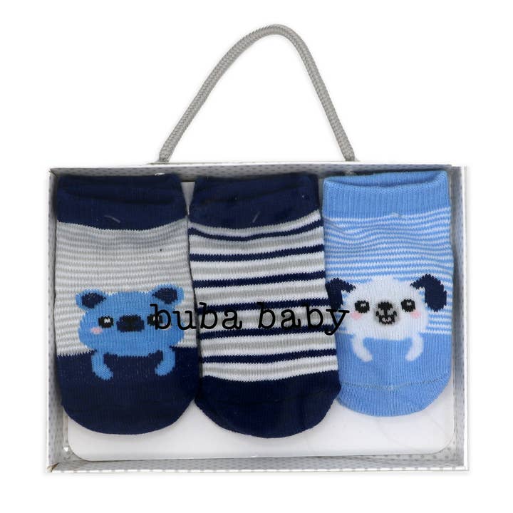 3 Pairs Animal Faces Sock In a Box for wholesale by Rose Textiles