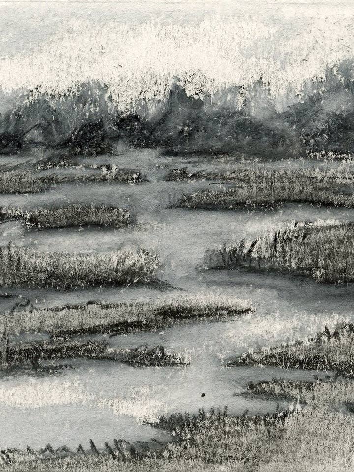 Charcoal Waterscape no. 1, 2025 - ART PRINT for wholesale by Hattie Darling
