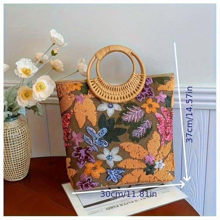 NARWEY INC – wholesale Tote bag – Women's – 1Pc High-End Glitter Straw Woven Tote Bag For Summer6