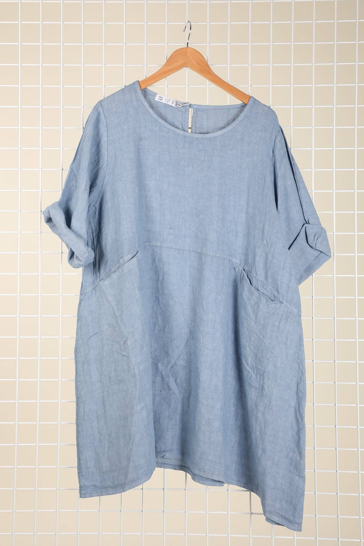 la maison des fibres naturelles – Engroshandel Kjole - Dame – Kort hørkjole med rund hals i 100 % hør 67195