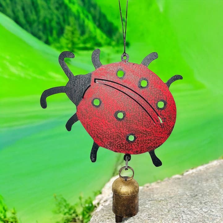 Whimsies – wholesale Wind chime – Cute ladybug Wind Chime nana bell Garden spring Garden meta