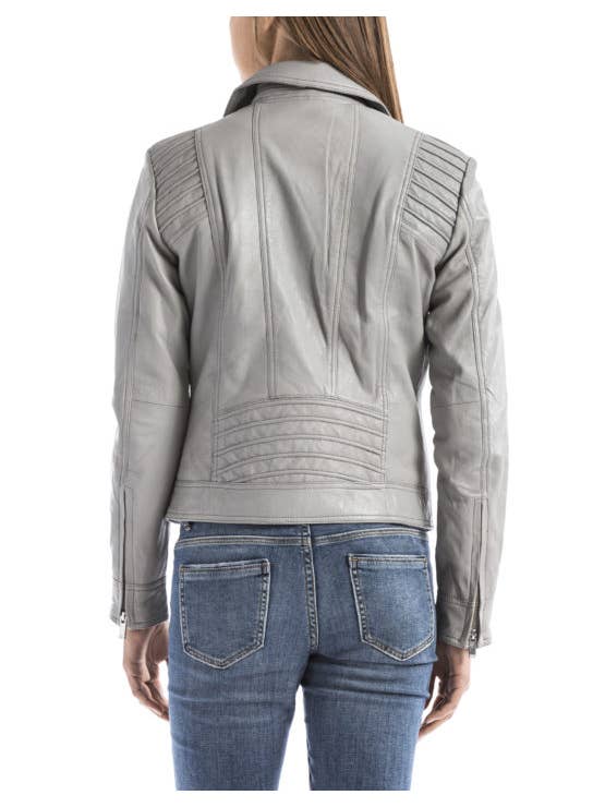Blue Wellford - Wholesale Leather Jacket - Women's - ANDELLE perfecto sheepskin jacket for women