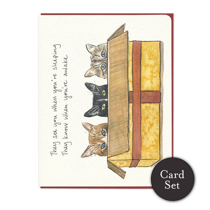 Cats in a Box Card - Set of 6 for wholesale by Gotamago