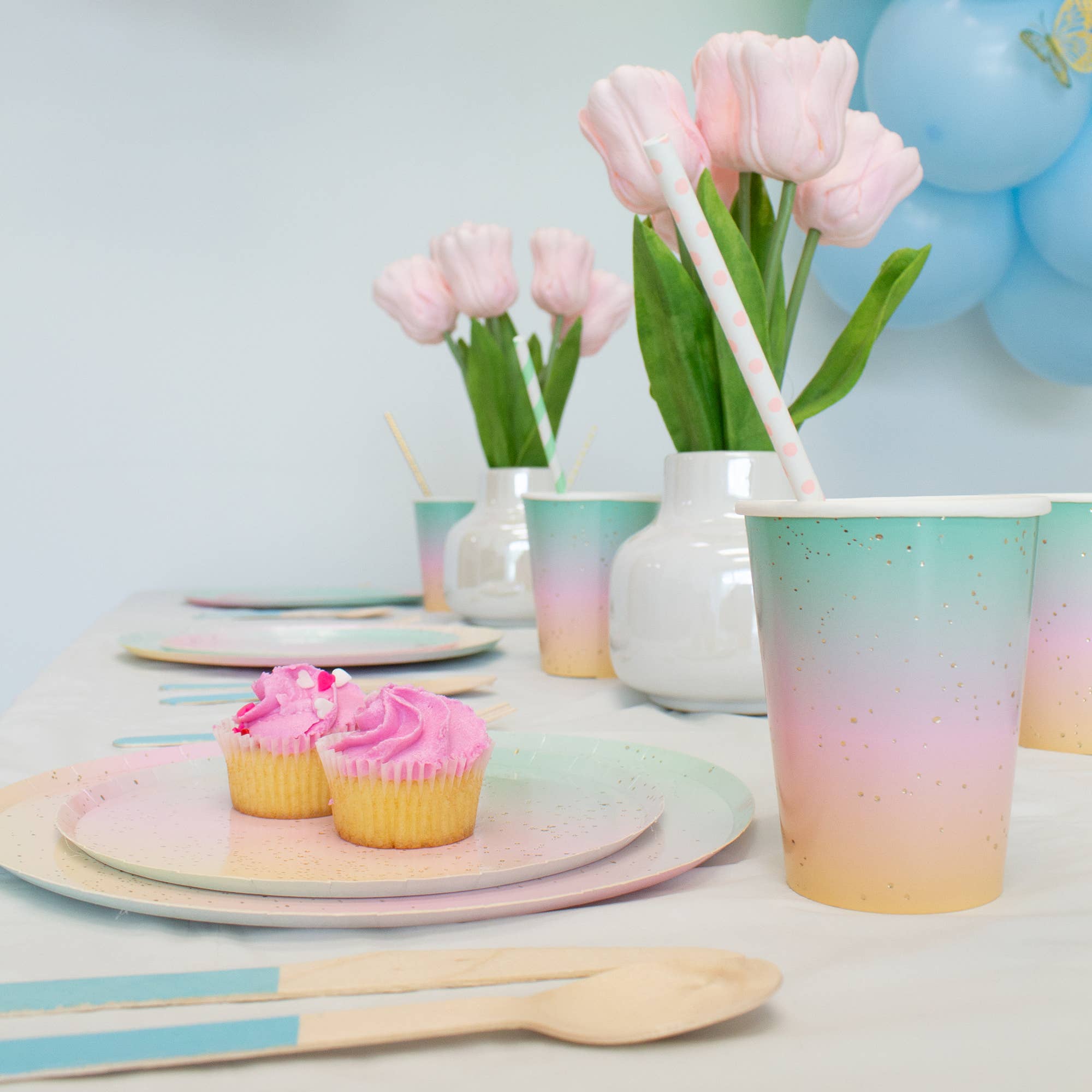 Ellie's Party Supply - Wholesale Disposable Servingware Set - Pastel Blue Wooden Utensils (Set of 24)6