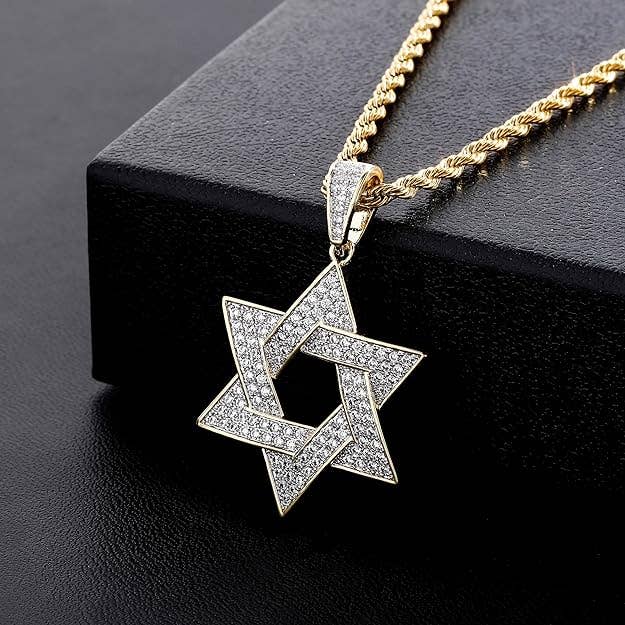 18K Gold Plated Star of David Pendant with Moissanite Stones for wholesale by Koch La Ni Jewelry