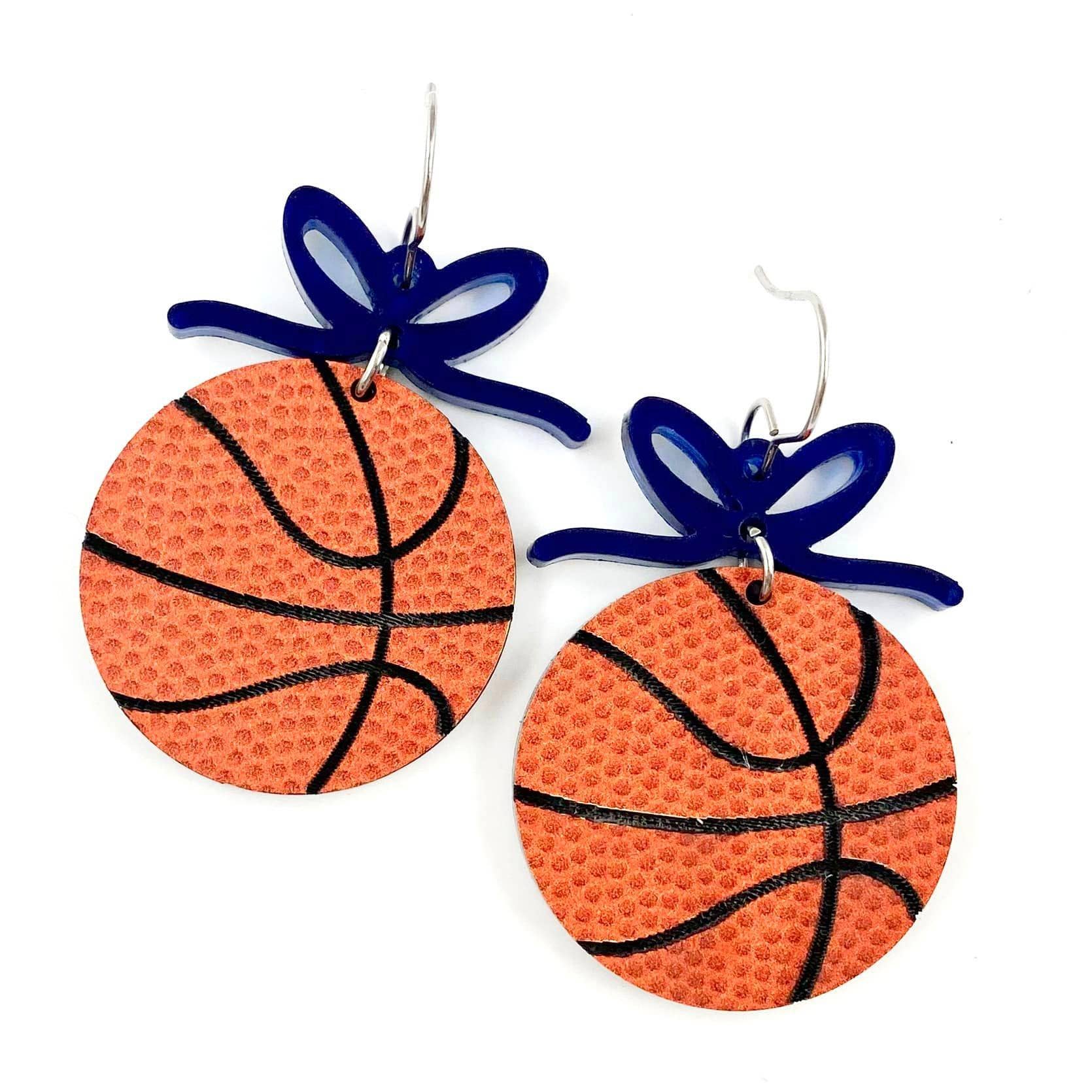 Doohickies - Wholesale Dangle Earrings - 2" Custom Bows & Basketball Dangles - Sports Earrings2
