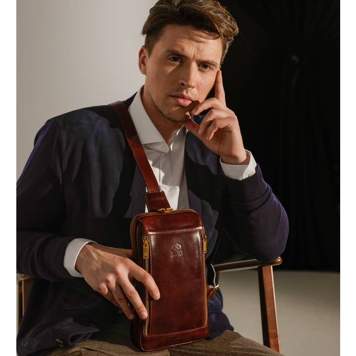 Time Resistance - Wholesale Crossbodytas - Heren - Leren Slingtas Borsttas - Kim1