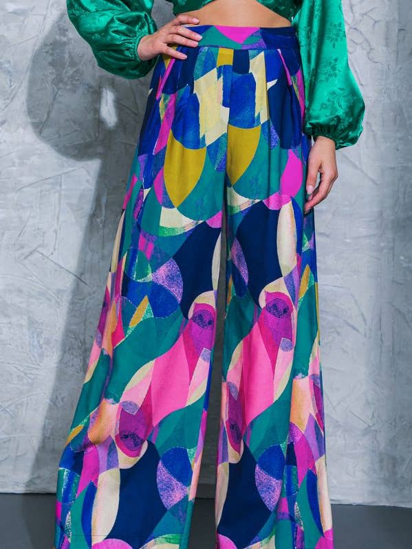 A printed woven pant - IP8095 for wholesale by FLYING TOMATO