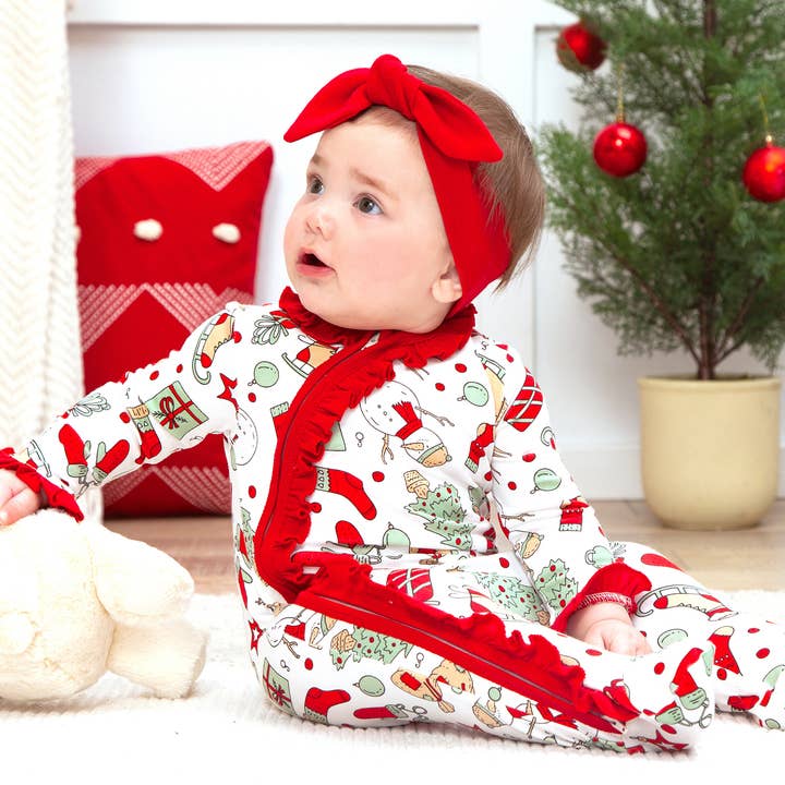 Christmas Cheer Baby Girl Ultra Soft Bamboo Zipper Romper for wholesale by Tesa Babe