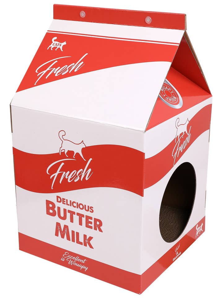 Milk Box, Boîte pour Chat avec Griffoir pour la vente par Wouapy