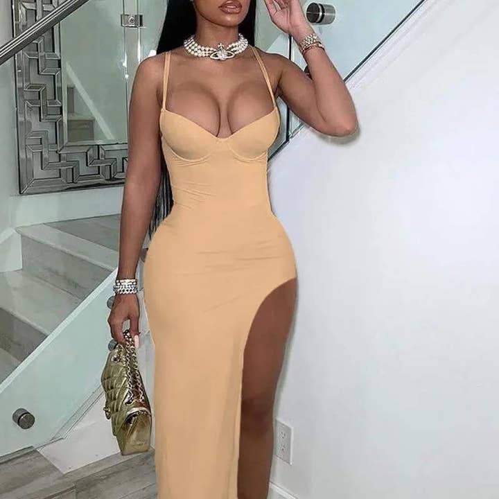 spaghetti strap high slit dress and other Purchase wholesale plain sandals. Free returns & net 60 terms on Faire trending on Faire.