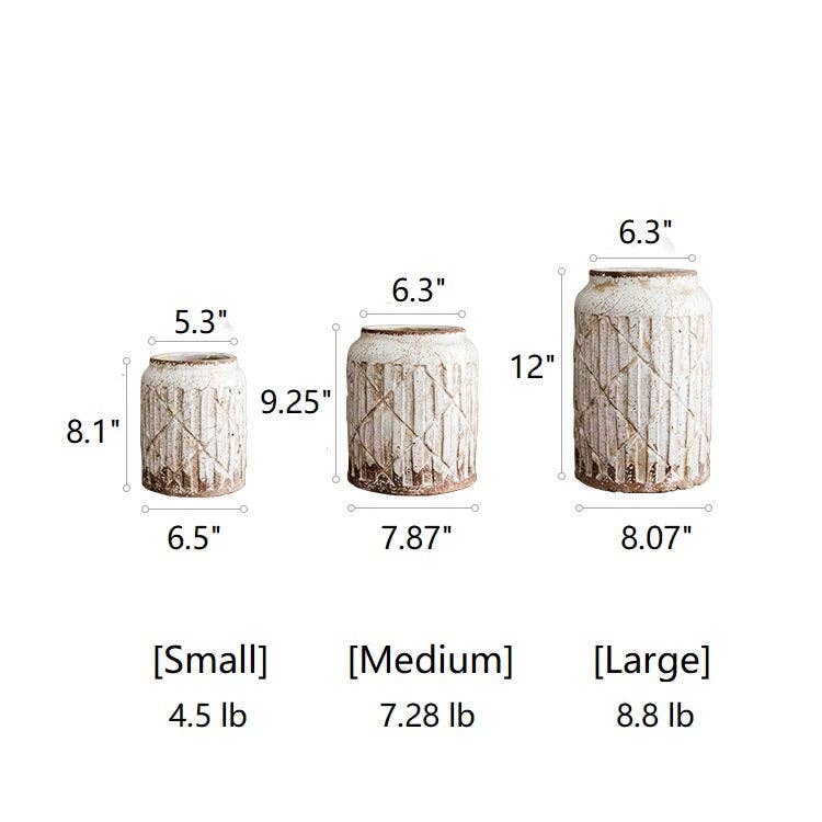 Rustic Reach - Wholesale Vase - Distressed White Ceramic Flower Jar Vase0