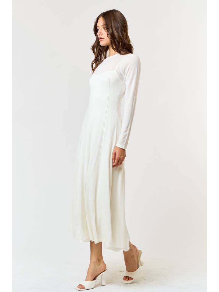Lalavon - Wholesale Dress - Women's - ILD4274 SEAMED SHEET FLARE MAXI DRESS W/ INNER DRESS