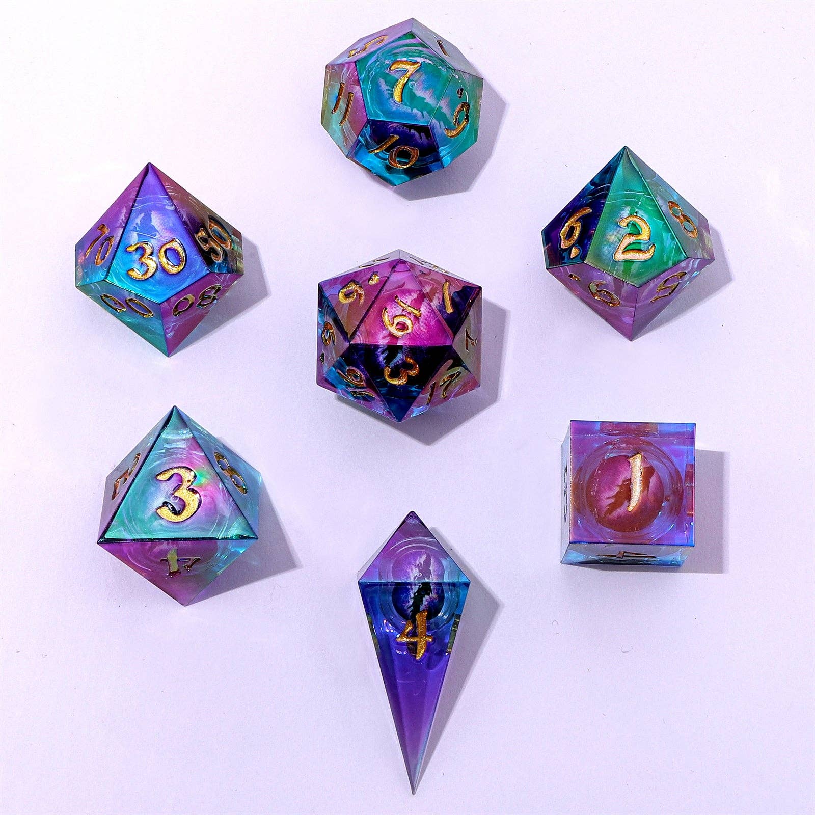 Hymgho Premium Dice - Wholesale Dice - Always Liquid Core Watching Sharp Edge Resin Dice - Oil Eye0