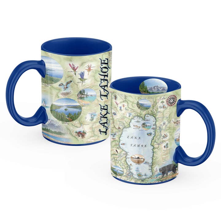Lake Tahoe Map Mug – 16 oz Ceramic, Blue for wholesale by XPLORER MAPS