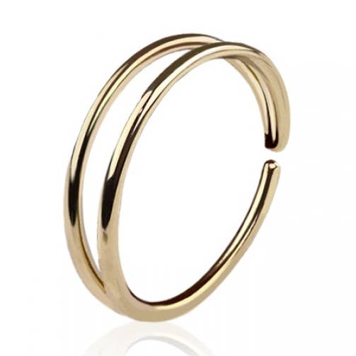 14Kt Gold DOUBLE LINE O RING HOOP for wholesale by CRAVE BODY JEWELRY