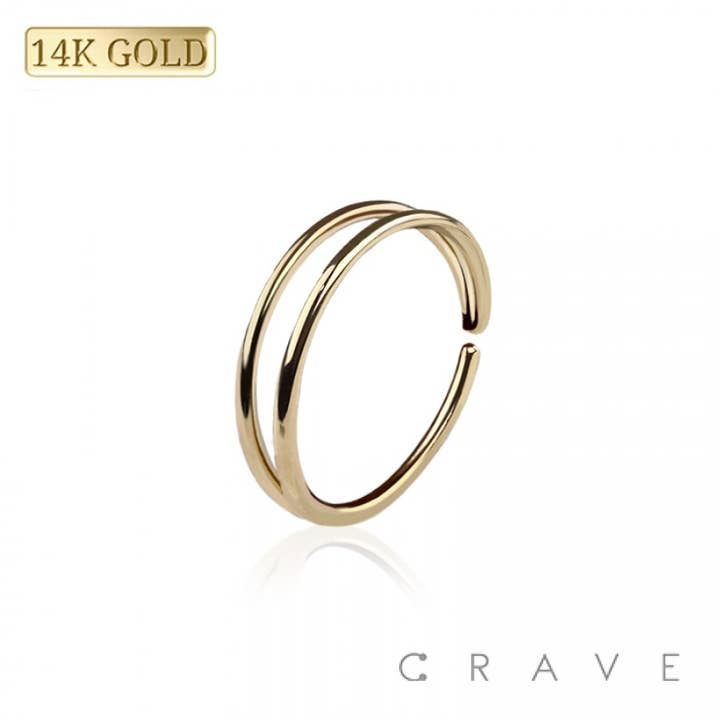 Aro de doble línea con anillo en O de oro de 14 quilates para venta al por mayor de CRAVE BODY JEWELRY